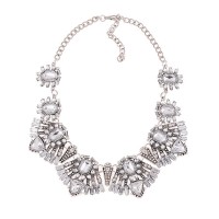 Elsa Ice Quartz Art Deco Crystal Bib Necklace